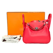Hermes Lindy Mini Red Silver Swift